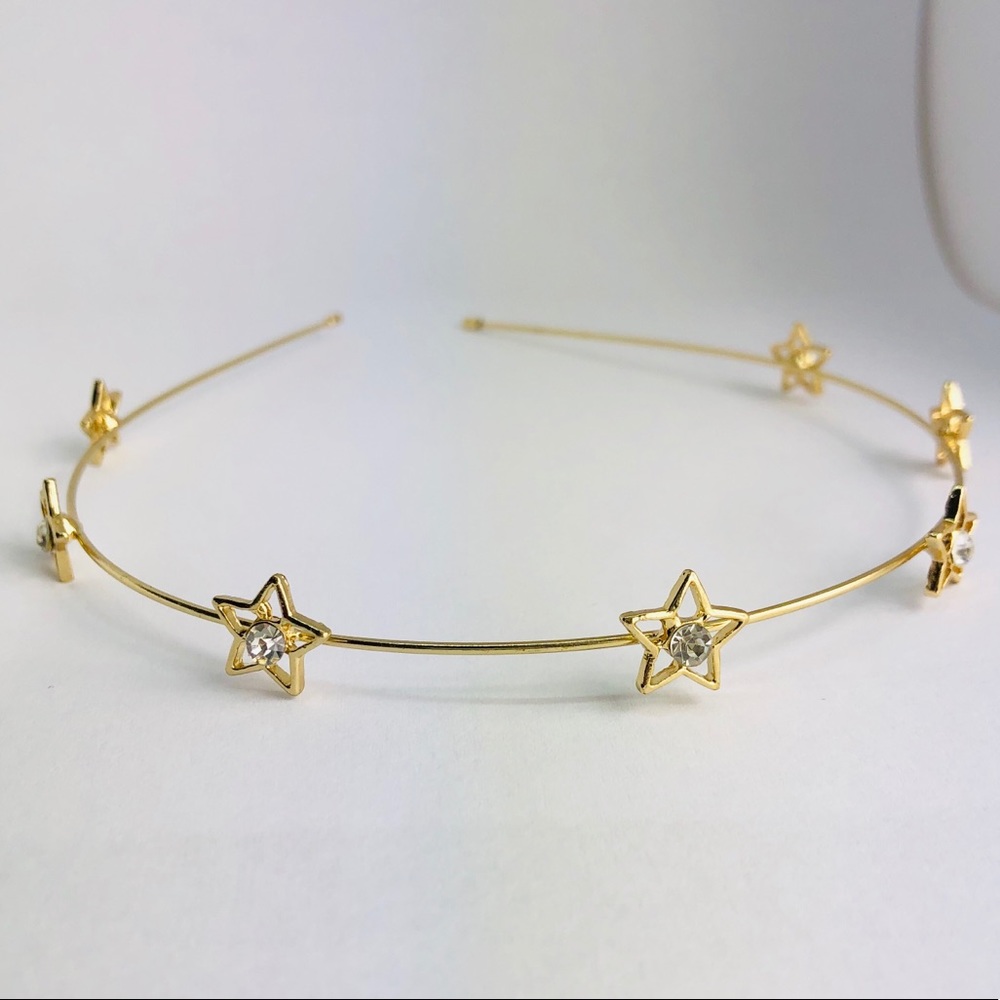 ❤️HP❤️New! Rhinestones Open Gold Stars Headband - Picture 2 of 6